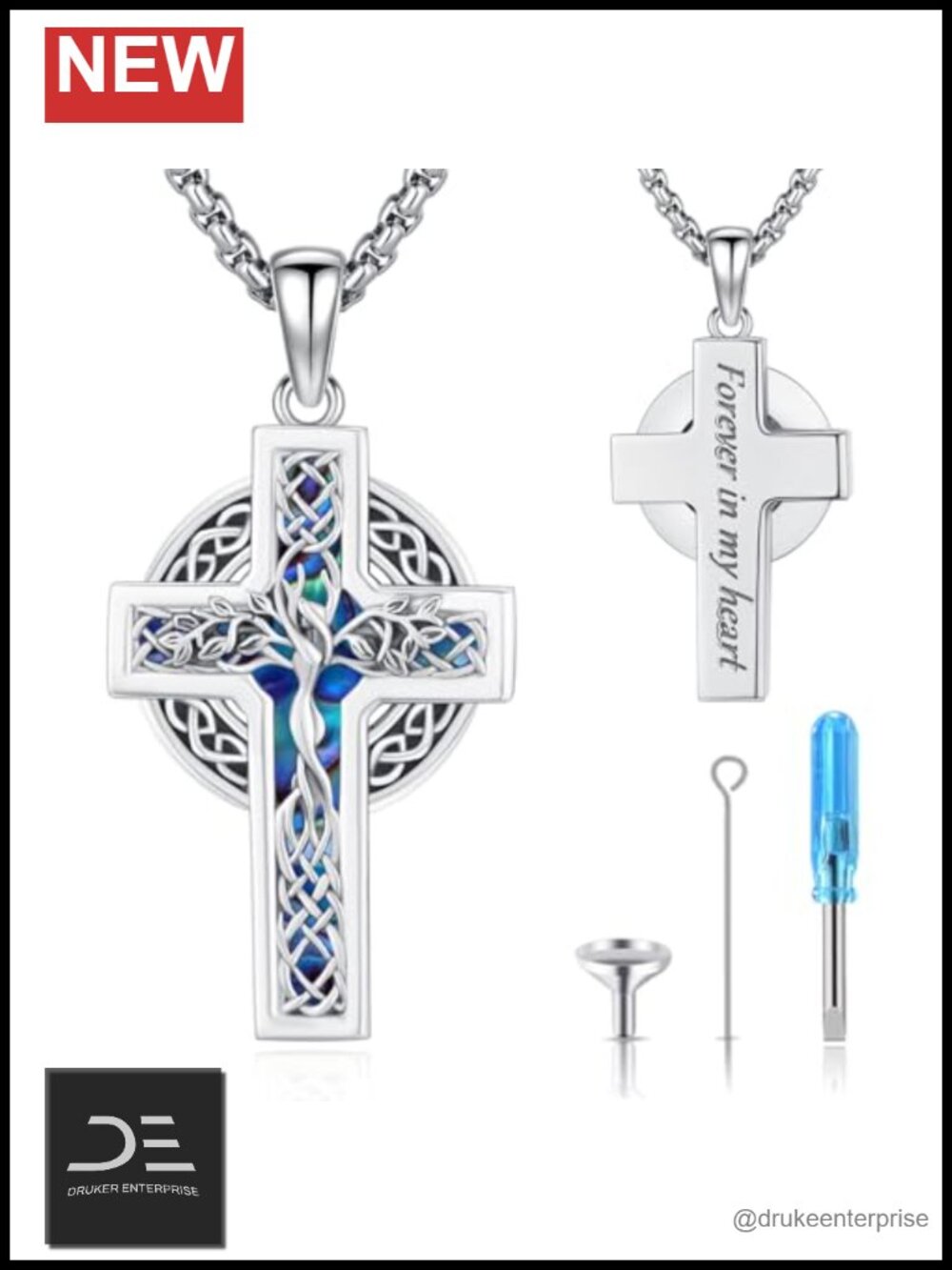 Sterling Silver Celtic Tree of Life Urn Necklace Memorial Cremation Ashes